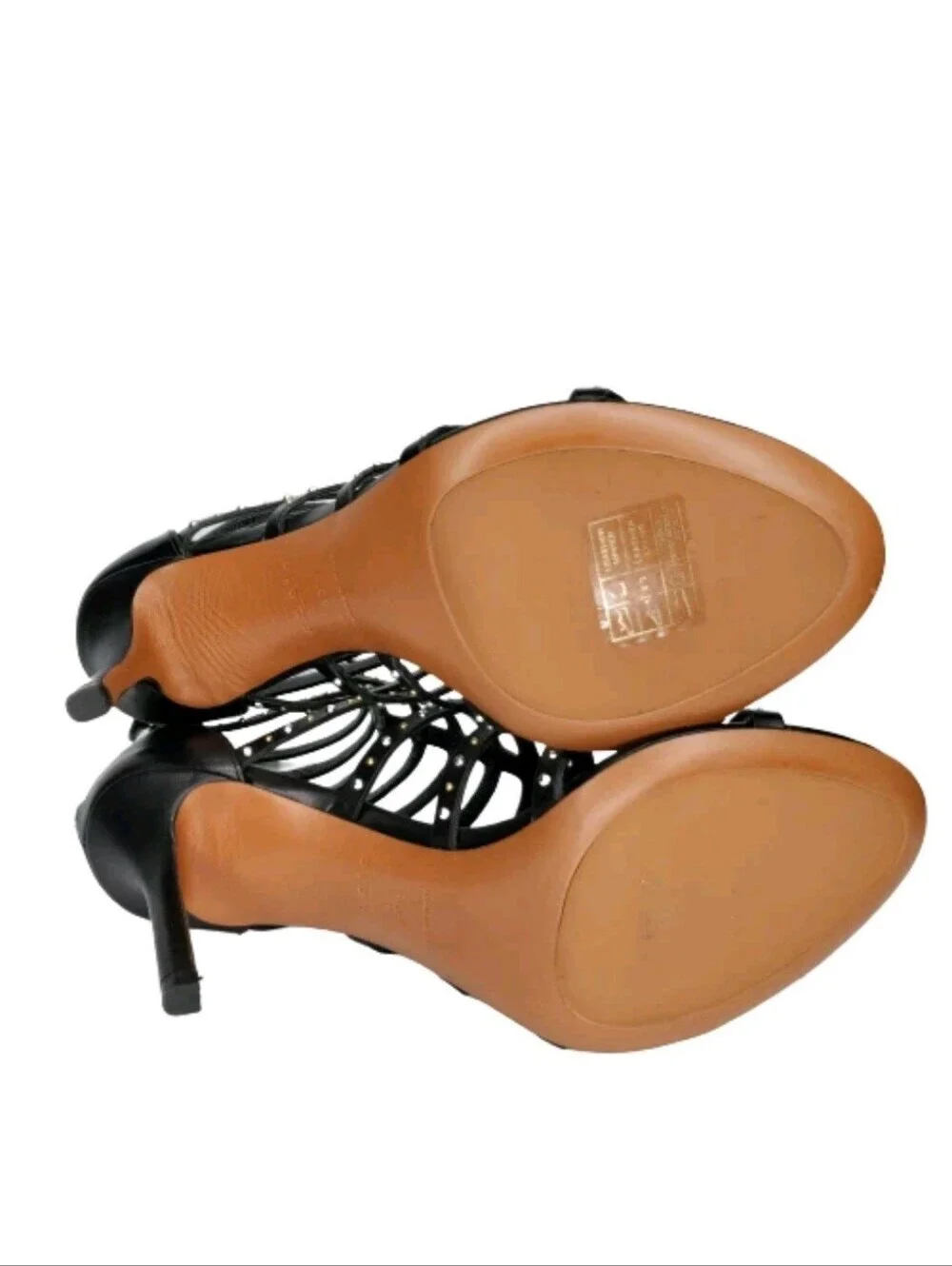 ALAÏA Studded Caged Leather T-Strap Gladiator Pumps